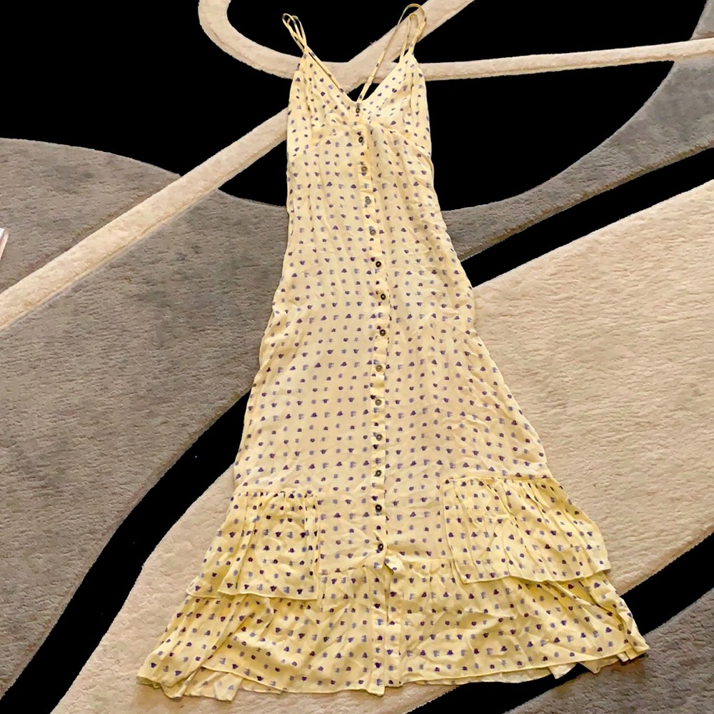 New Look Good Luck Gem Size S Cream and Blue Maxi Dress